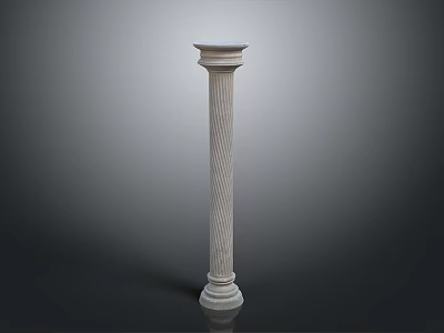Classical Architectural Column With White Fluted Texture Base And Capital 3d model