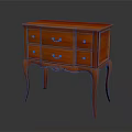 Elegant Red Wooden Entryway Side Cabinet With Drawers And Curved Legs