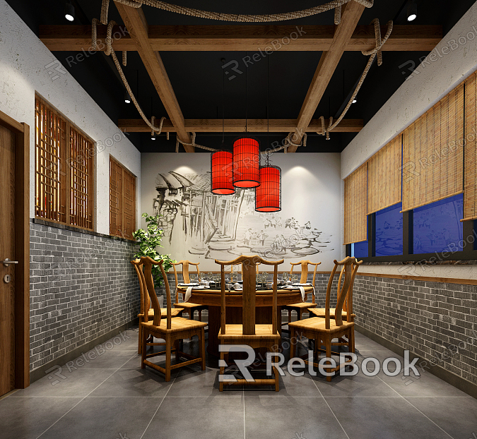 Chinese-style private room model