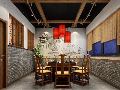 Chinese-style private room model