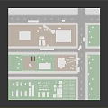 Cartoon City Construction Model With Crane Buildings Green Areas And Roads