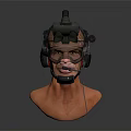 Tactical Helmet Equipped Mannequin Head With Goggles Headphones Microphone and Camera