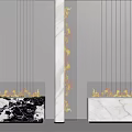 Modern Fireplace Interior Design With Flames Marble And Glass Panels 3d model