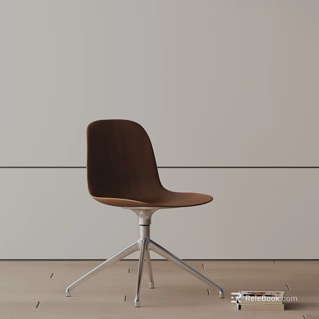 Modern Brown Office Chair With Stylish Silver Metal Base And Minimalist Design 3d model 