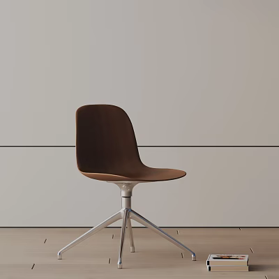 Modern Brown Office Chair With Stylish Silver Metal Base And Minimalist Design 3d model