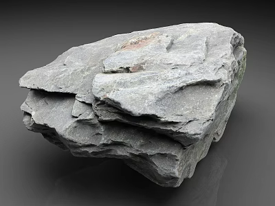 Natural Gray Layered Rock Formation With Textured Surface And Irregular Shape 3d model