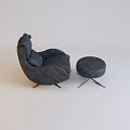 Modern Single Leather Armchair With Matching Ottoman For Comfortable Living Room Interior