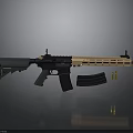 Modern Tactical Rifle with Black and Brown Body Design Displayed with Bullets