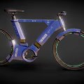 Futuristic Blue Bicycle With Sleek Modern Frame And Glowing LED Wheels