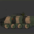 Military Armored Tank With Camouflage Paint Tracks Turret Antenna And Armor Details