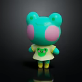 Green Frog Themed Cartoon Character With Pink Cheeks And Yellow Outfit Featuring Small Frog Design