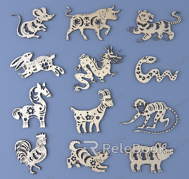 Chinese Zodiac Carved Traditional Pattern Pattern Pattern Pattern Carved Pattern Pattern Pattern Classical Pattern model