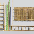 Bamboo Garden Decor With Ladders Poles Fence Panels And Shelves