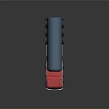 Red Tanker Truck With Blue Cylindrical Tank And White Wheels