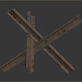 Crossed Metal Industrial Equipment With Rustic Surface Texture On Gray Backdrop
