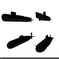 Four Military Submarines As Powerful Naval Weapons In Different Views 3d model
