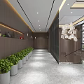 Modern Lobby Interior Design With Chandelier Marble Floor Staircase And Large Windows