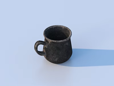 Elegant Black Ceramic Mug With Handle And Simple Design On Light Blue Background 3d model