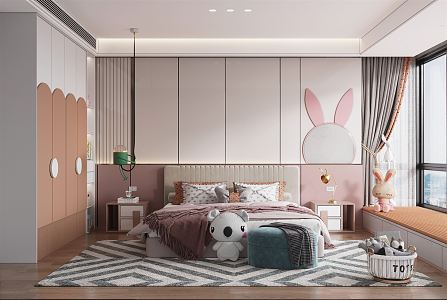 Modern Children's Room Girls Room 3d model