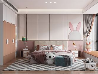 Modern Children's Room Girls Room 3d model