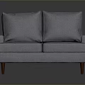 Stylish Gray Two Seater Sofa With Cushions Armrests And Wooden Legs