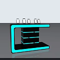 Modern Display Shelf with Turquoise Accent and Layered Structure for Showcasing Electronic Devices 3d model