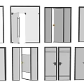 Modern Various Glass Doors With Black Frames Sliding Hinged Designs 3d model