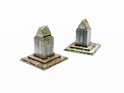Vintage Miniature Pyramid Models With Textured Surface And Decorative Bases 3d model