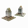 Vintage Miniature Pyramid Models With Textured Surface And Decorative Bases