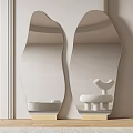 Modern Unique Shape Mirror Design In Interior With Decorative Sculpture And Minimalist Style