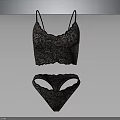 Women's Elegant Black Floral Lace Lingerie Set With Intricate Pattern Design