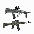 Two Modern Camouflage Rifles With Tactical Design And Sniper Scope Features 3d model