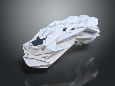 Abstract White Geometric Sculpture With Irregular Polygonal Structure And Modern Design 3d model