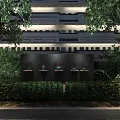Commercial Street Night View With Lush Green Plants Surrounding Modern Buildings And Warm Lighting