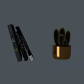 Modern Black Swing Door Design With Decorative Books And Gold Cactus Pot