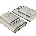 Soft Linen Folded Towels In Beige And Gray Stacked With Ribbon Ties