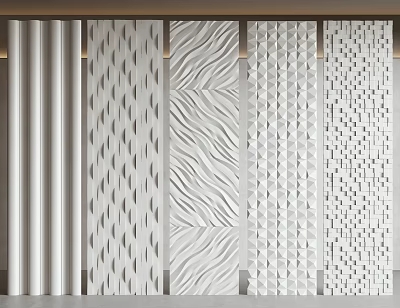 Decorative Wall Panels With Various Textured Design Patterns For Interior Decoration 3d model