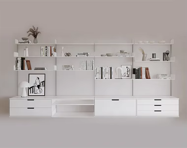 Modern bookcase combination cabinet 3d model