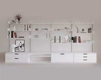 Modern bookcase combination cabinet 3d model