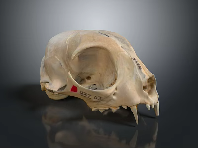 Animal Skull Organ Specimen With Red Marker Number 197 03 And Dental Structure 3d model