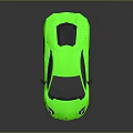 Sleek Green Sports Car With Gold Wheels And Reflective Surface On Dark Background