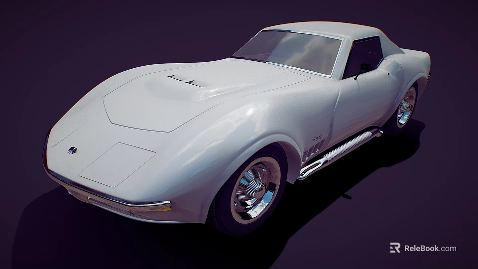 Sleek White Classic Sports Car With Streamlined Body And Chrome Wheels 3d model 