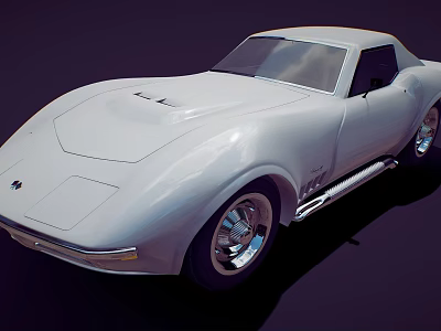 Sleek White Classic Sports Car With Streamlined Body And Chrome Wheels 3d model