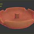 Golden Shiny Round Ashtray With Central Column And Grooved Metallic Edges
