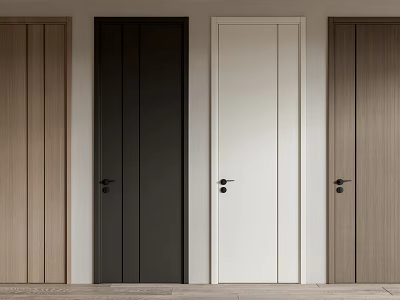 Hinged Doors in Various Colors and Wooden Finishes for Modern Home Interior 3d model