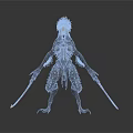 Black Spiked Fantasy Creature 3D Model With Golden Head And Spears
