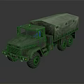 Green Military Truck With Canvas Covered Cargo Bed And Heavy Duty Wheels