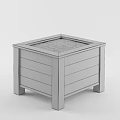 Square Wooden Garden Planter With Slatted Design Pebbles Inside And Dimensions 3d model