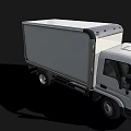 White Commercial Box Truck With Cab And Cargo Container On Black Background 3d model