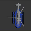 Modern Rotorcraft Model With Blue Base Silver Body Rotor Design And Transparent Cockpit